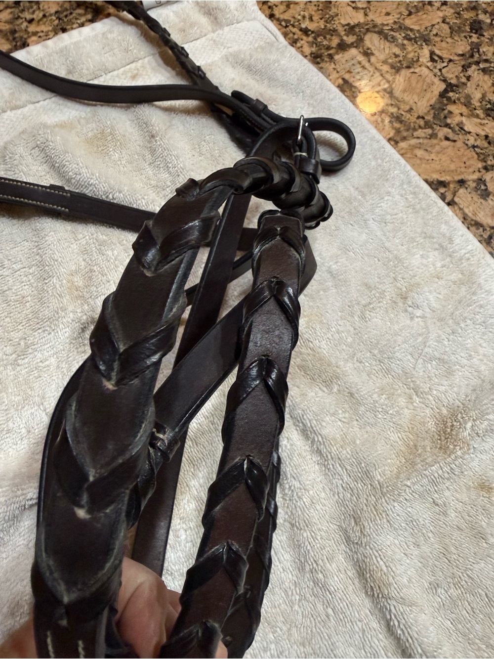 Equestrian English NEW w/o tags  Braided dark brown Leather Bridle Reins
